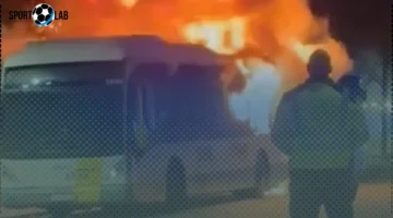 حريق ضخم يلتهم حافلة جماهير برشلونة قبل مباراة الأبطال